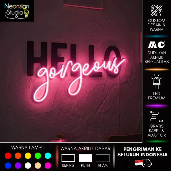 Custom Neon Sign + Cutting Akrilik | Custom Lampu Nama Neon Aesthetic | Lampu Neon Huruf Akrilik Dek