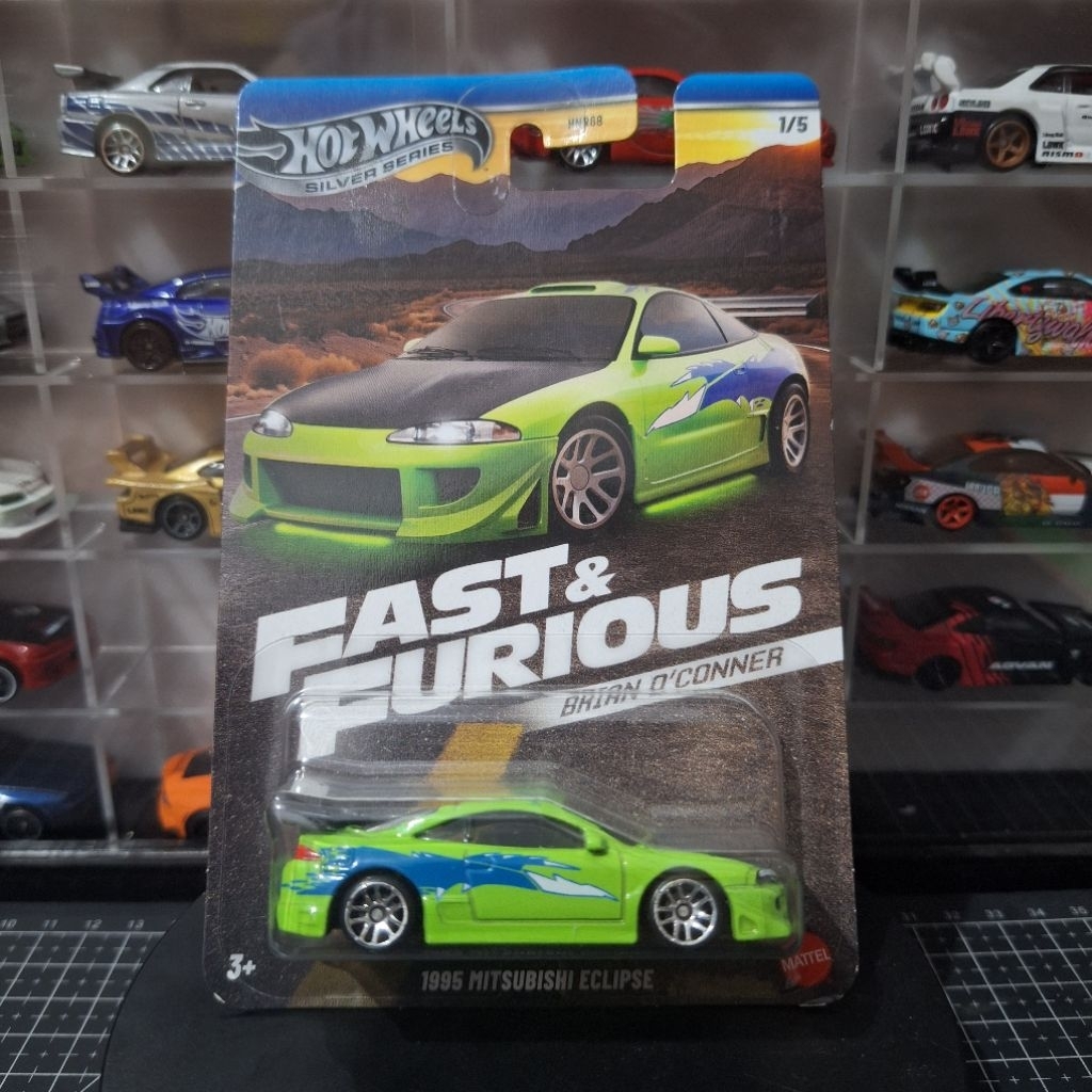 Hotwheels 1995 Mitsubishi Eclipse FNF Fast & Furious Brian O'Conner Silver Series Hijau Green
