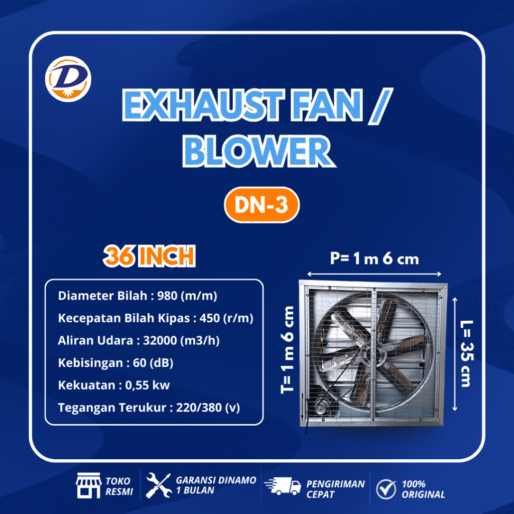 Blower Exhaust Fan Box Industrial 36 inch untuk Kandang Ayam close house | Gudang | Greenhouse