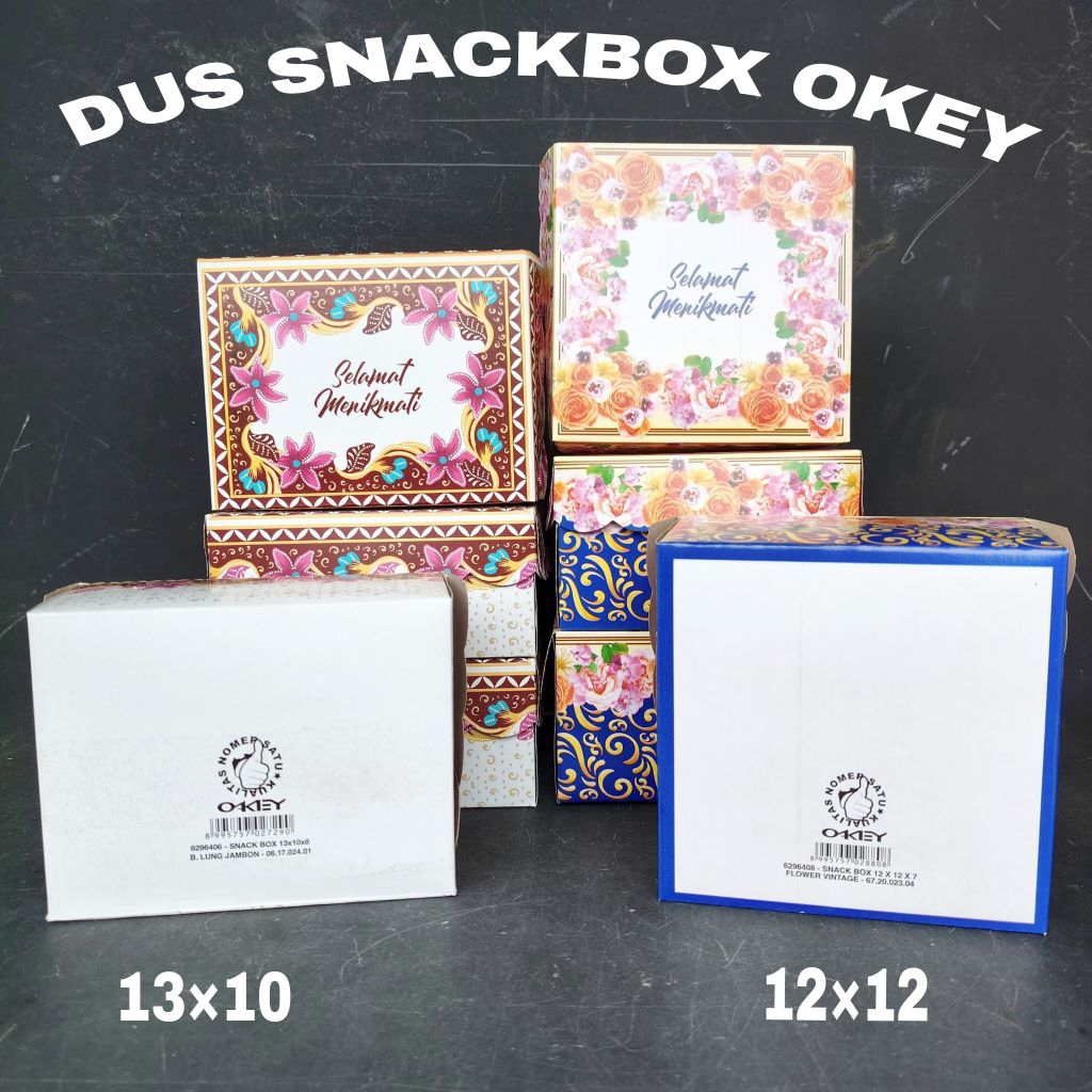 Dus Snack Box Okey | 12x12 | 13x10 | Batik ( Pak ) [ Original ]
