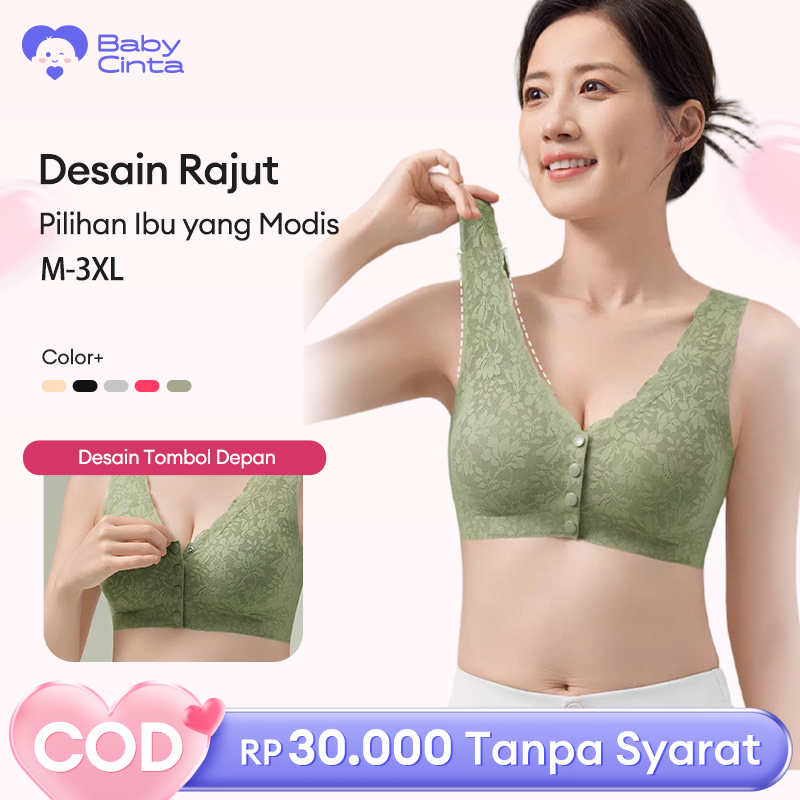 ANGEL MOMMY Bra Menyusui Rompi Renda Busui Ibu Kancing Depan Pakaian Dalam Push Up Bra Wanita BR01