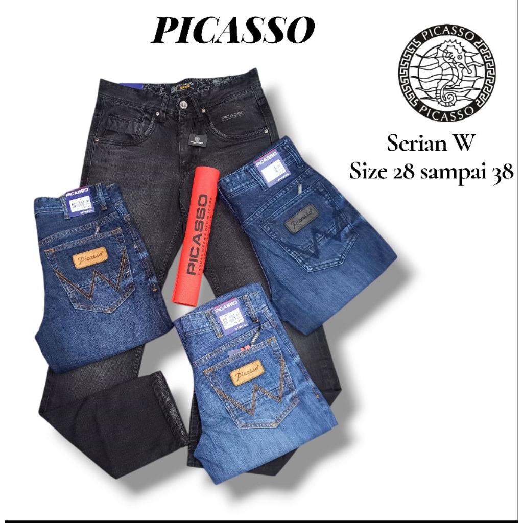 PICASSO JEANS Seri W tidak karet/non street CELANA JEANS PICASSO DENIM PREMIUM ORIGINAL PRIA