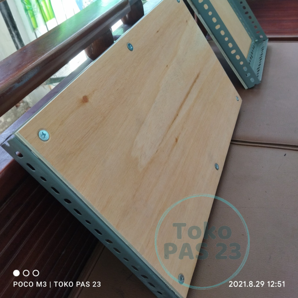Toko PAS 23 | Papan Ambalan Rak Ukuran P50 L35 | Tatakan Rak Susun Besi Siku Lubang Siap Pakai