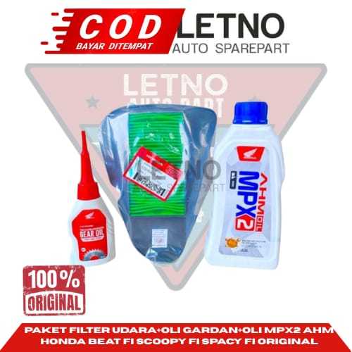 Paket Filter Udara+Oli Gardan+Oli Mpx2 Ahm Honda Beat Fi Scoopy Fi Spacy Fi Original