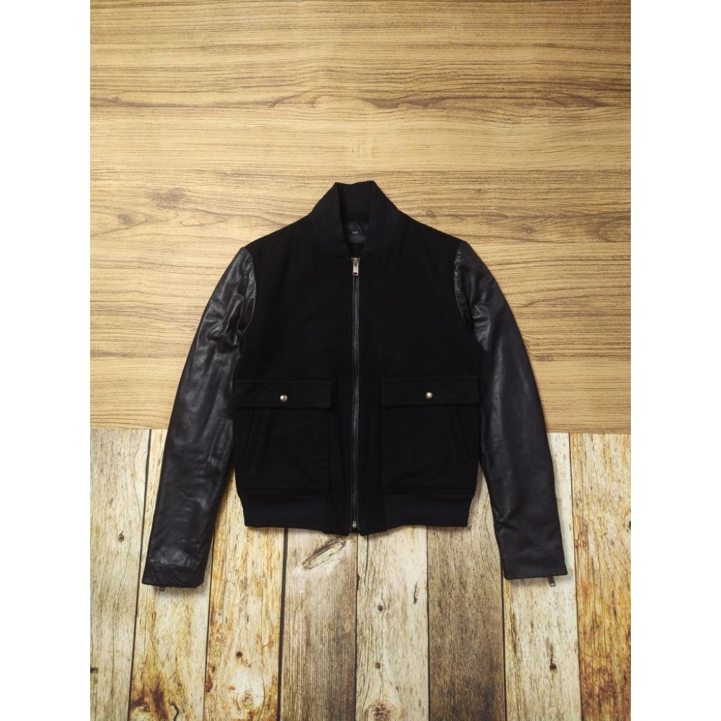 Plac Leather Blocked Wool Stadium Jacket