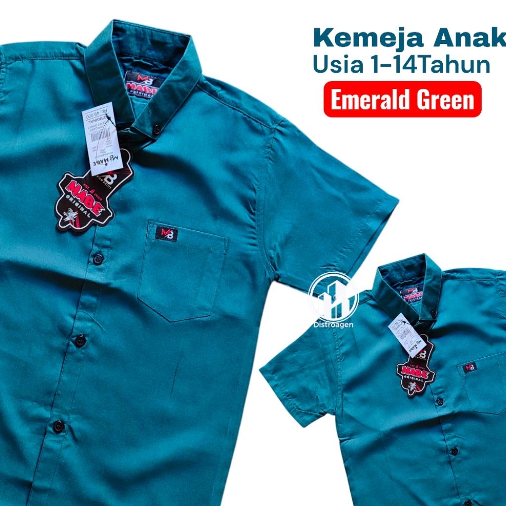 EMERALD GREEN Kemeja Anak Laki-Laki Usia 1-14 Tahun Kemeja Warna Emerald Green