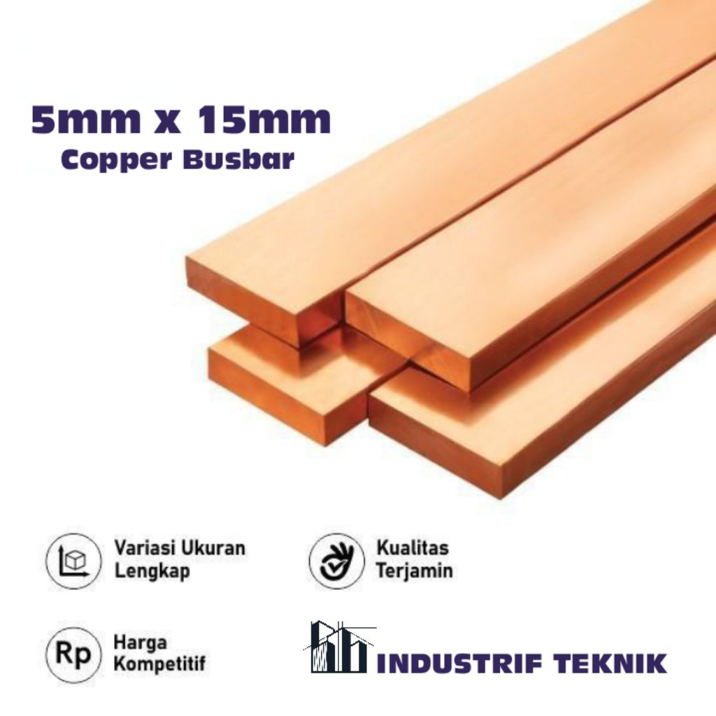 Busbar Tembaga 5mm x 15mm | Copper Busbar harga per 1 cm