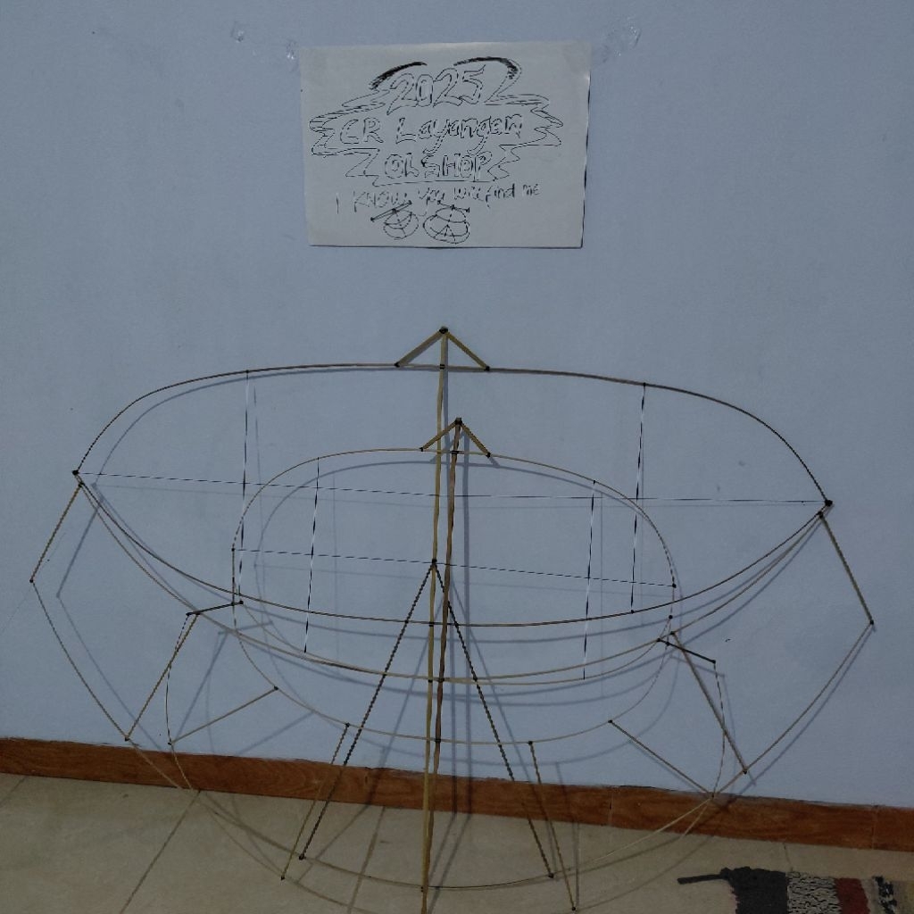 ARKU/KERANGKA LAYANGAN GAPANGAN 1,5 METER PEGON CEPER/BABONANGREM/LUDOYOAN - SUDAH RAKIT BONUS SENDA