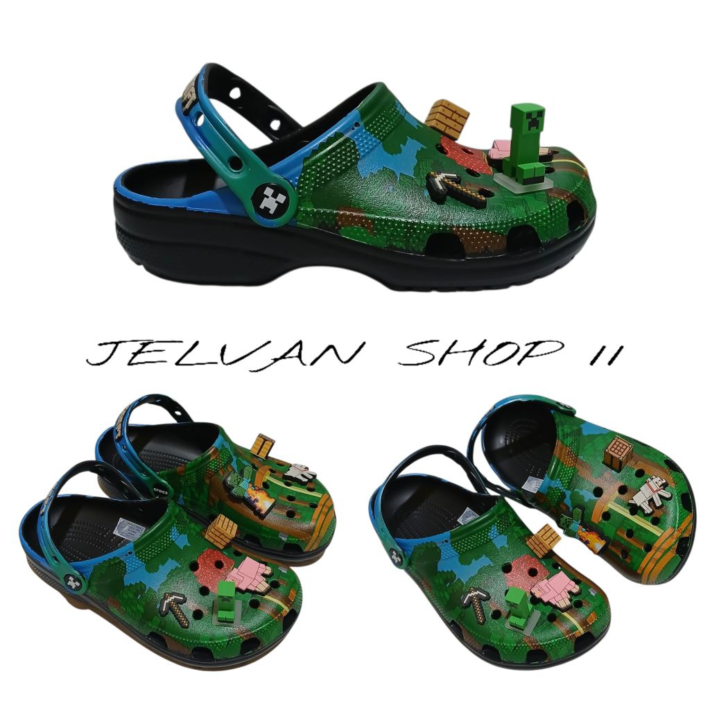 SANDAL CROCS MINECRAFT LED/SANDAL CROCS MINECRAFT/SANDAL CROCS DEWASA & ANAK-ANAK/SANDAL CROCS CHARA