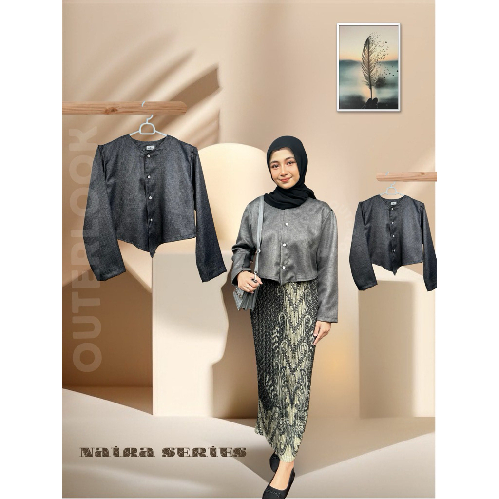 NAIRA SERIES | Outer Semi Kebaya Crop Top Polos Bahan Semiwool Atasan Modern