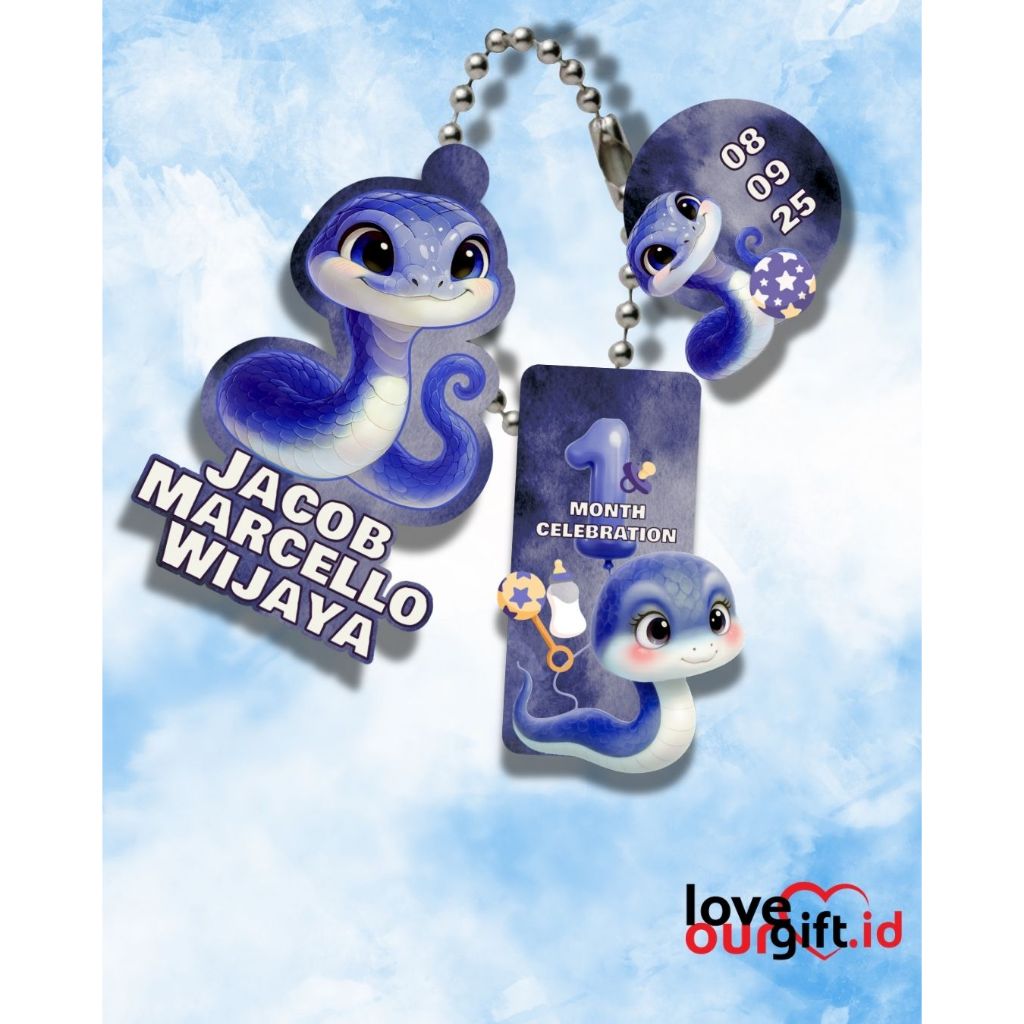 Hangtag Baby One Month - tahun ular Snake hampers gantungan tag