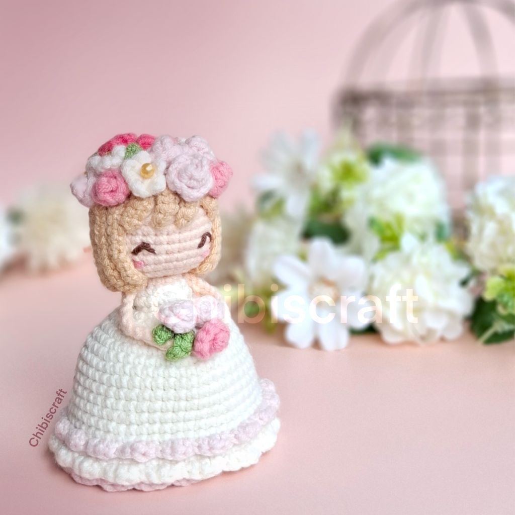 Boneka Rajut Amigurumi Bolak Balik Buket Bunga dan Pengantin Putri - Reversible Bouquet and Bride