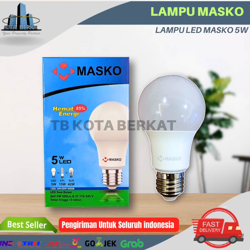 LAMPU LED 5 WATT MASKO / LAMPU BOHLAM BULAT MASKO 5W