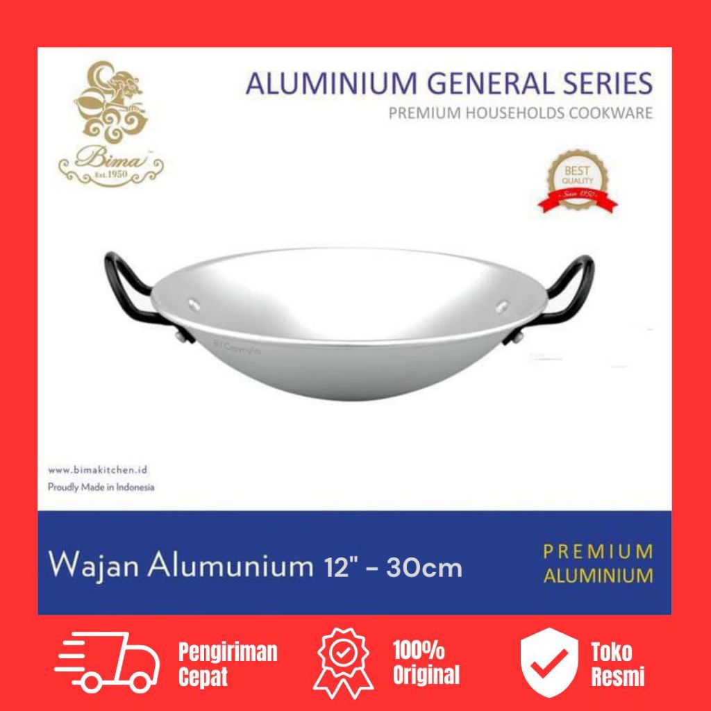 Bima Wajan Alumunium 12" 30cm Wajan Penggorengan Premium Alumunium Original