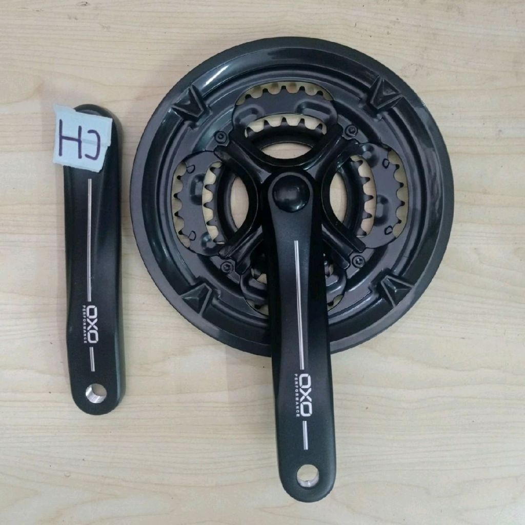 Crank Oxo CW49 Triple 48-38-28T Arm 170 3 speed MTB Roadbike Piringan Gear Tengah