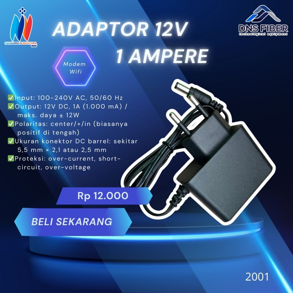 ADAPTOR 12V 1 AMPERE