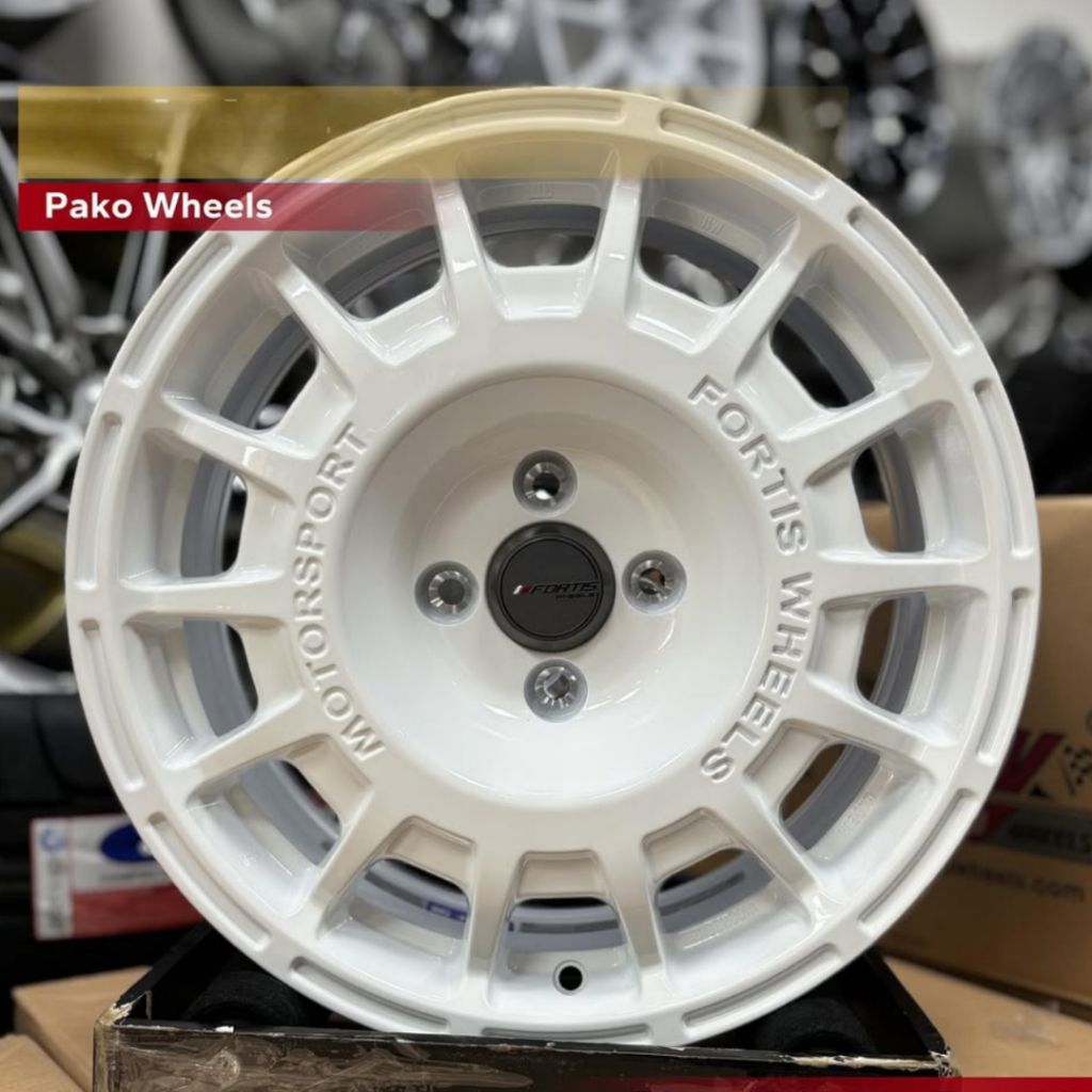 velg fortis rally r16 original pako wheels lebar 7 et 38 pcd 4X100 velg racing r16 velg mobil ring 1
