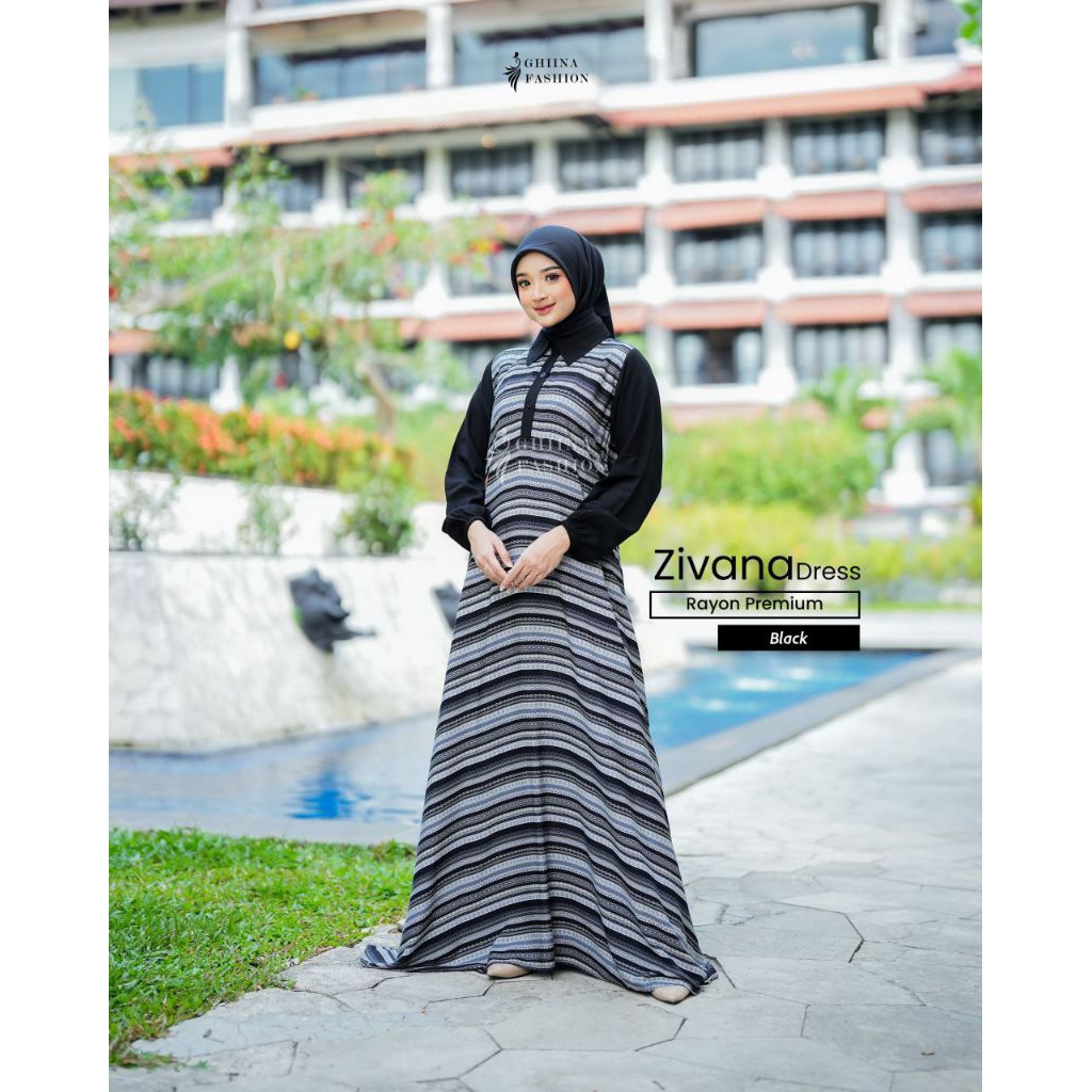 ZIVANA DRESS BY GHIINA FASHION √ Gamis motif √ gamis rayon √ gamis ghiina
