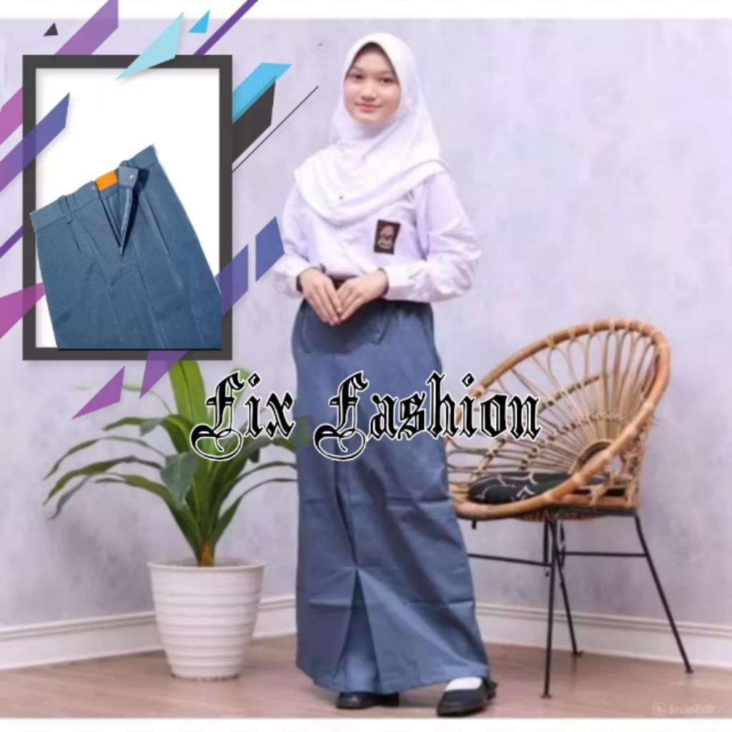 ROK SPAN SEKOLAH SMA ABU ABU BELAH DEPAN / ROK SPAN SEKOLAH PANJANG / ROK SPAN SMA PANJANG