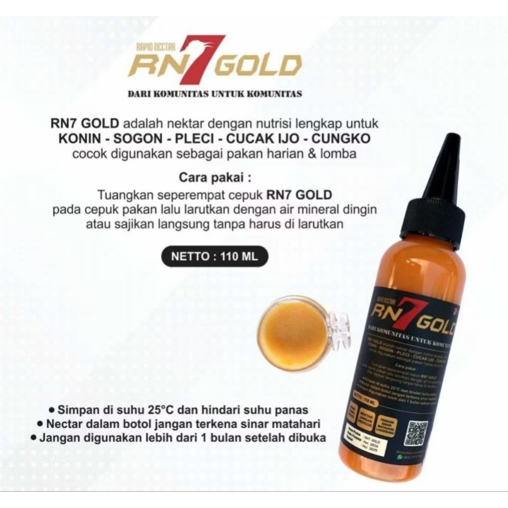 Nektar RN7 Gold Pakan Nektar utk burung pemakan madu dll