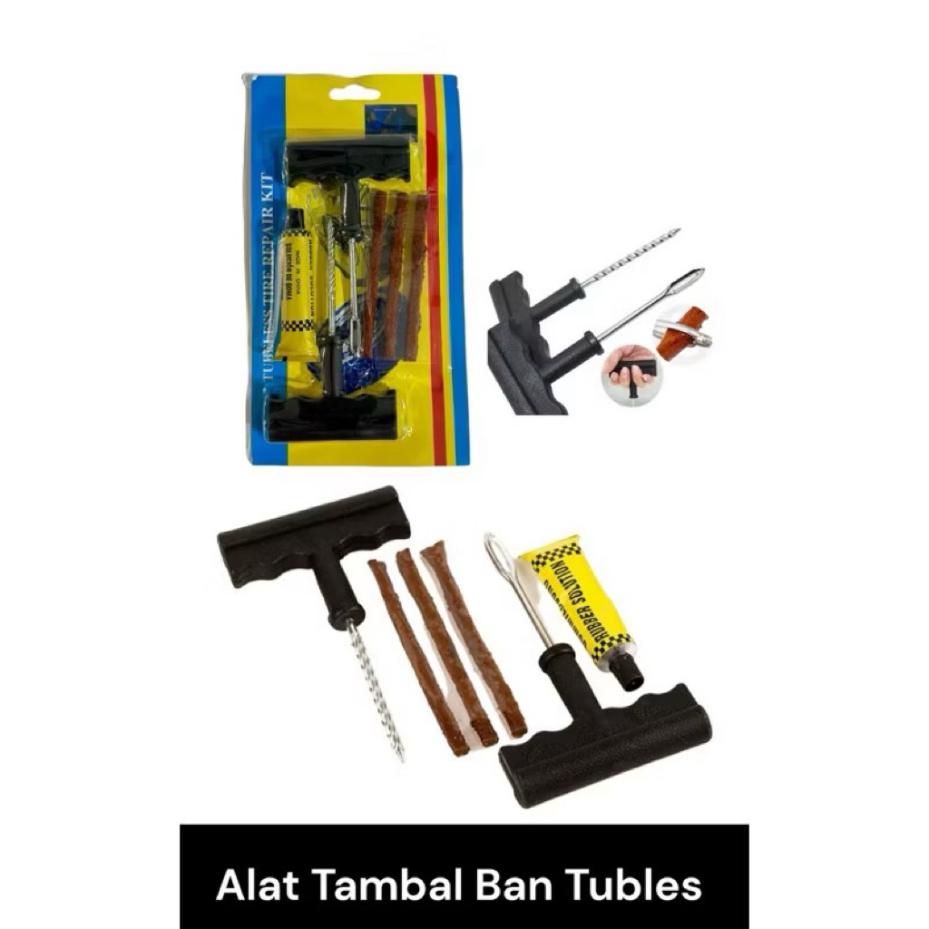 Alat Tambal Ban Tubeless Set Lem Tubles Bocor Motor Mobil