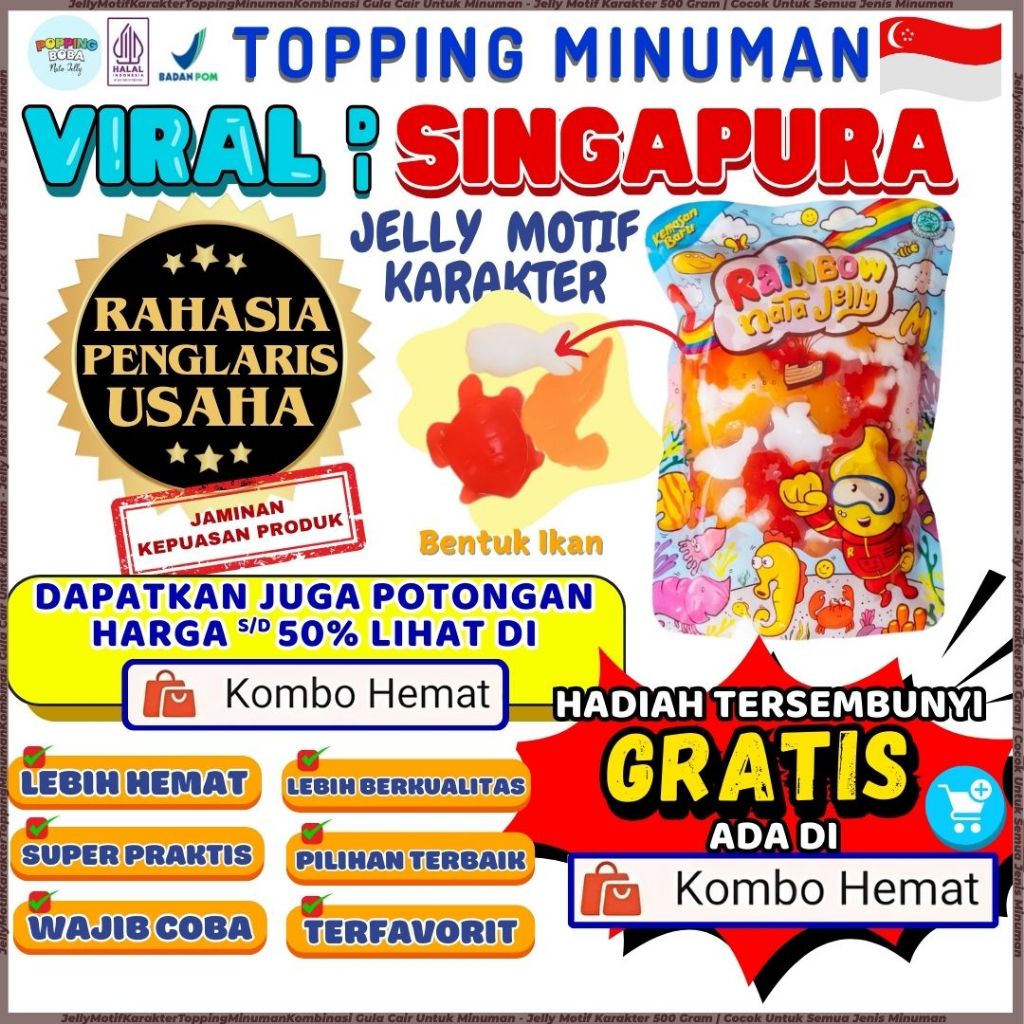 JellyMotifKarakterToppingMinumanKombinasi Gula Cair Untuk Minuman - Jelly Motif Karakter 500 Gram | 