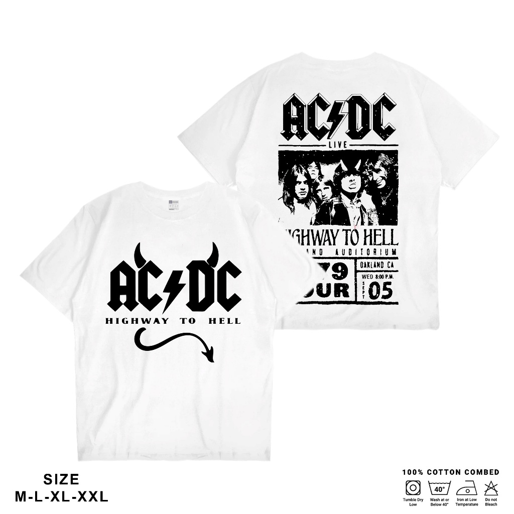 Devvogue Kaos Putih Acdc Tour T-shirt Band