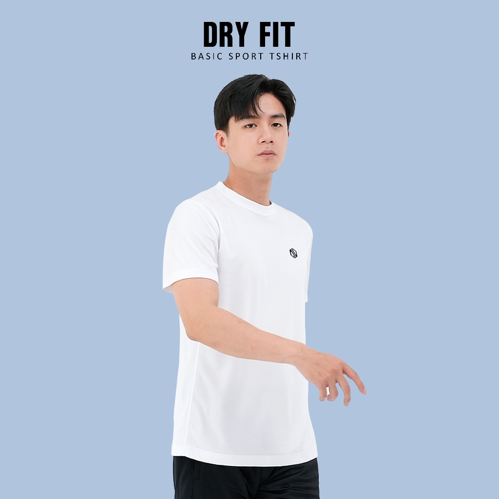 Agnoor Baju Olahraga Lari Pria Dry Fit Warna Putih Kaos Running Gym Badminton