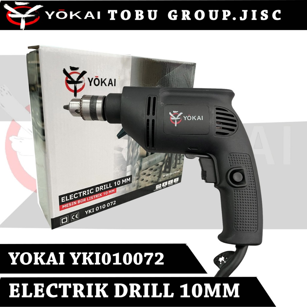 YOKAI Mesin Bor Listrik 10mm Bolak Balik Bor Beton Kayu Besi Bor Tangan Listrik Bolak Balik