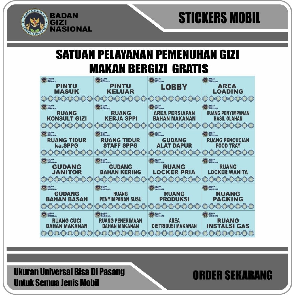 Sticker Sign Ruangan Dapur Sppg dapur Mbg