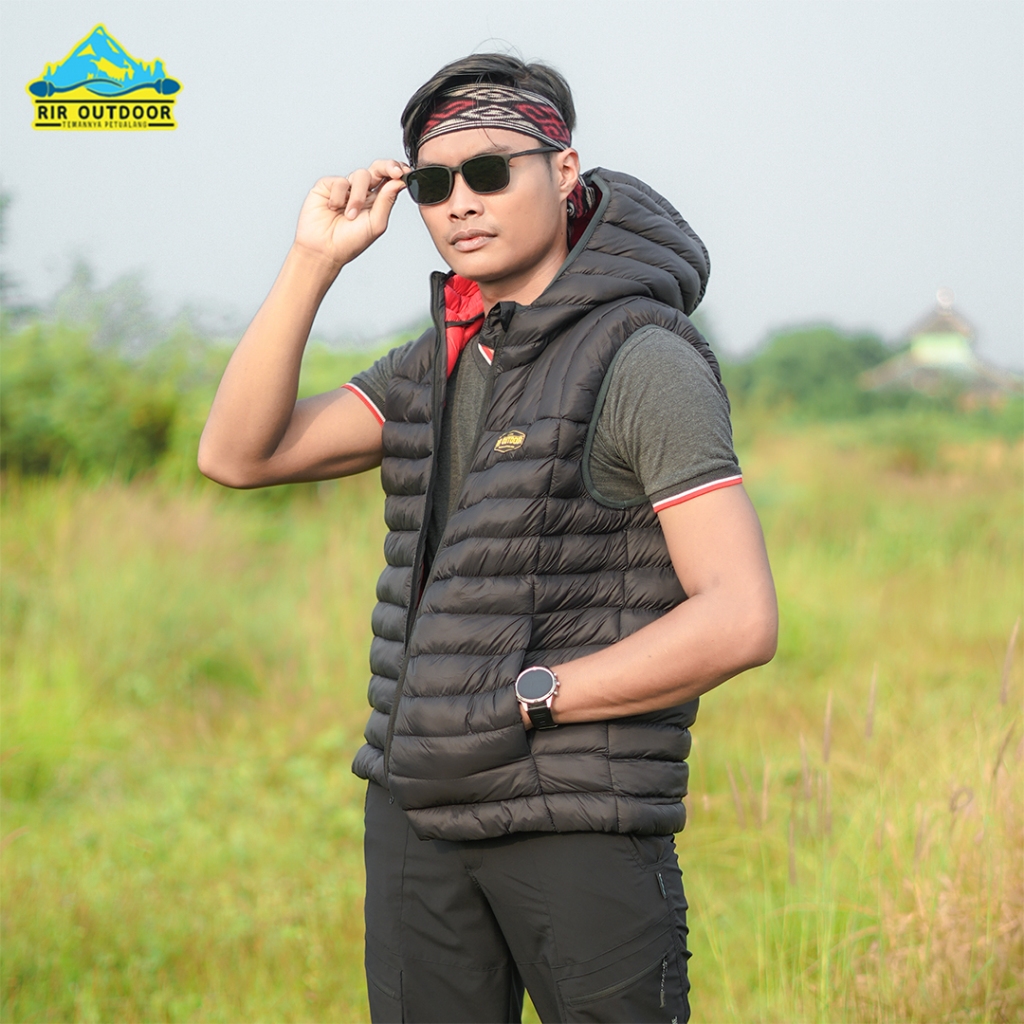 Vest Rompi Hoodie Rir Outdoor Rompi Bulang Dacron Lokal Outdoor Dengan Kantung Pouch