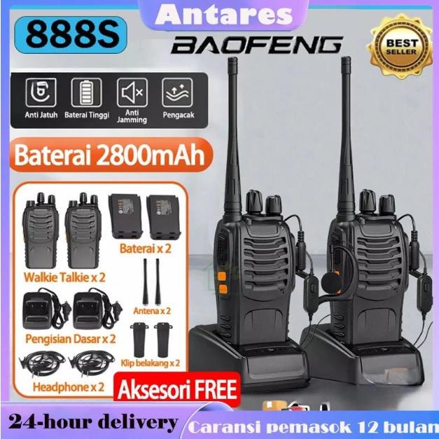 [Ready] HT Walkie Talkie Baofeng 888S 2800mAh Jarak Jauh 10KM Handy Talky 2PCS BF 888S Radio 4 Unit