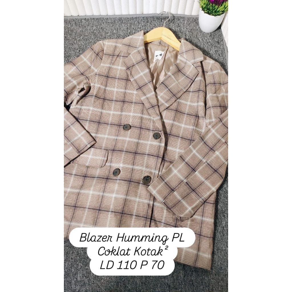Blazer Humming Warna Coklat Kotak² Preloved