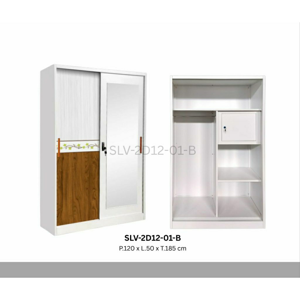 Lemari Pakaian Besi 2 Pintu Sliding - SLV-2D12-01 - Lemari Baju Medan