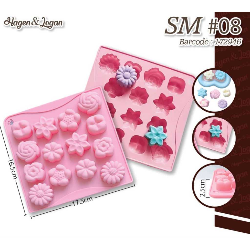 cetakan silicon  bentuk bunga / daun ukuran kecil sampai besar ( macam 2 kode) harga per satuan kue 