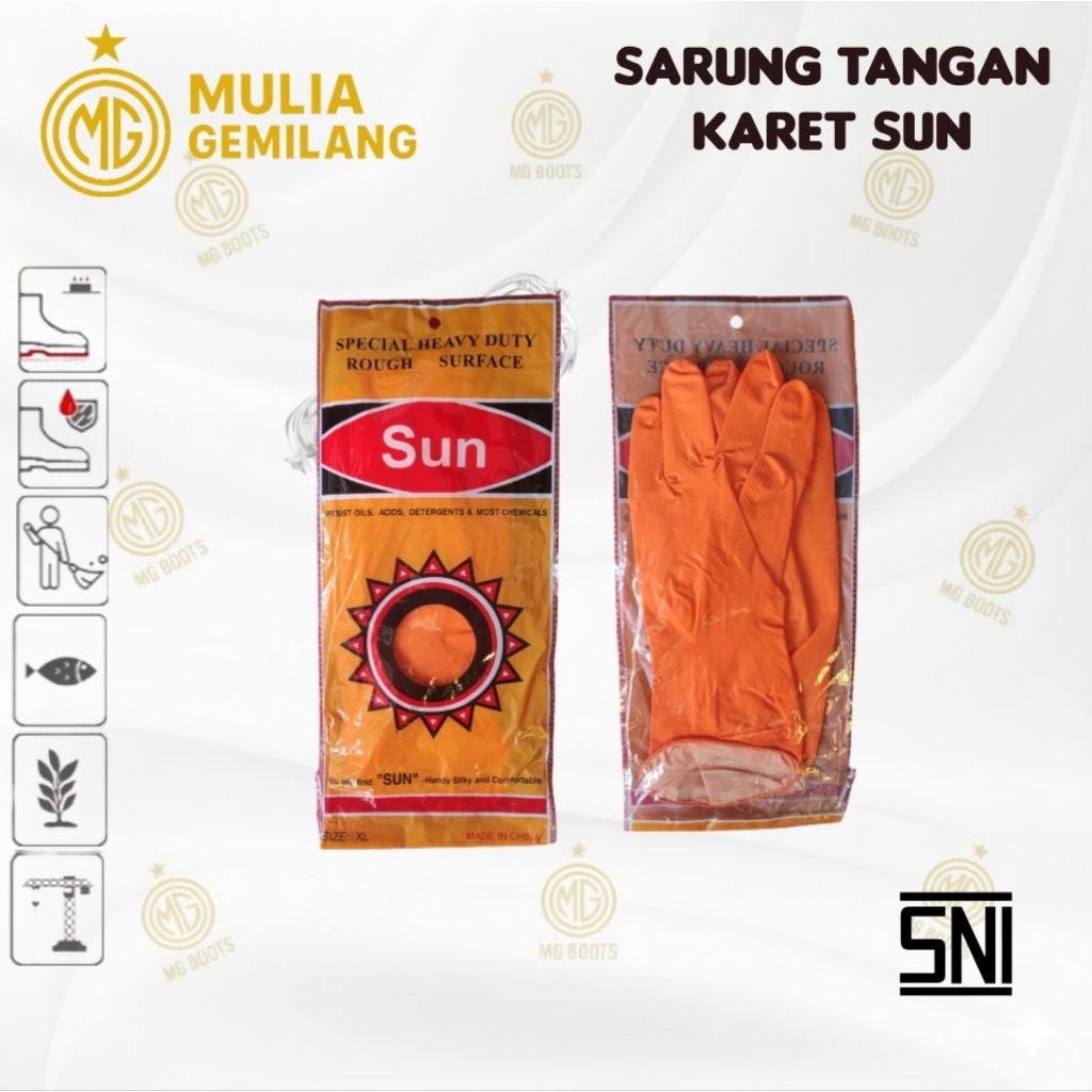 ⭐BEST SELLER⭐ Sarung Tangan Karet merk SUN orange