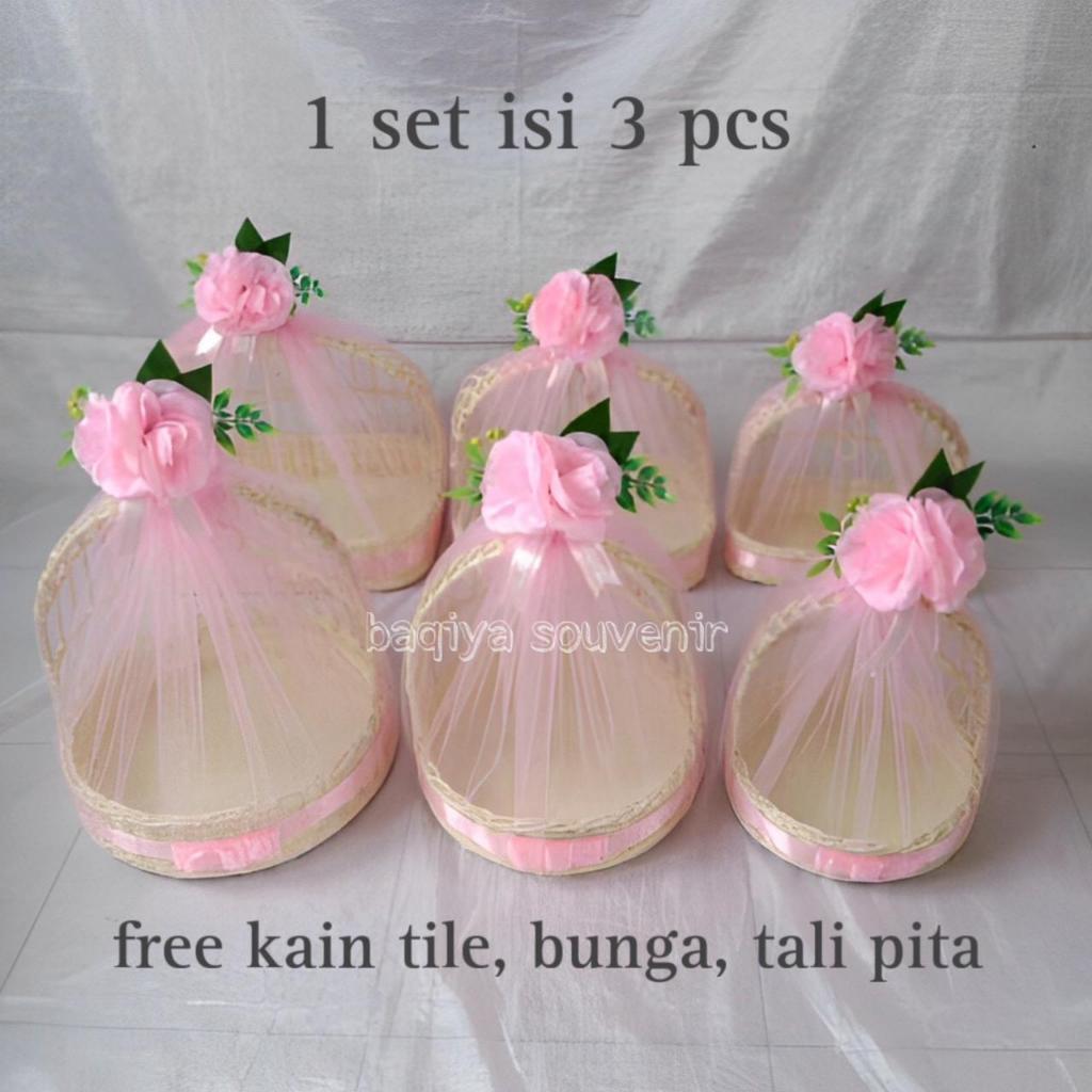 keranjang hantaran lengkap free tile bunga pita