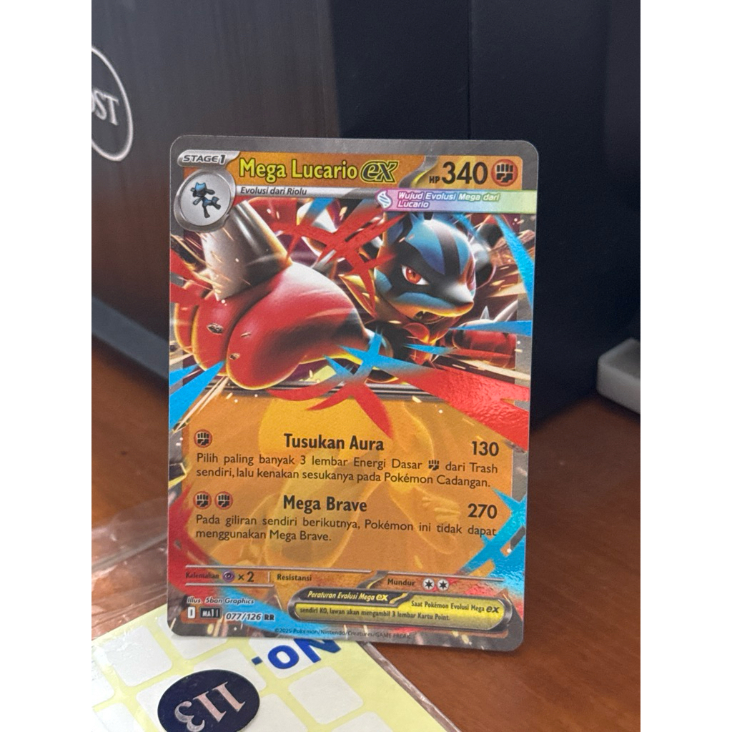 mega lucario ex ma1 077/126rr evolusi mega pokemon