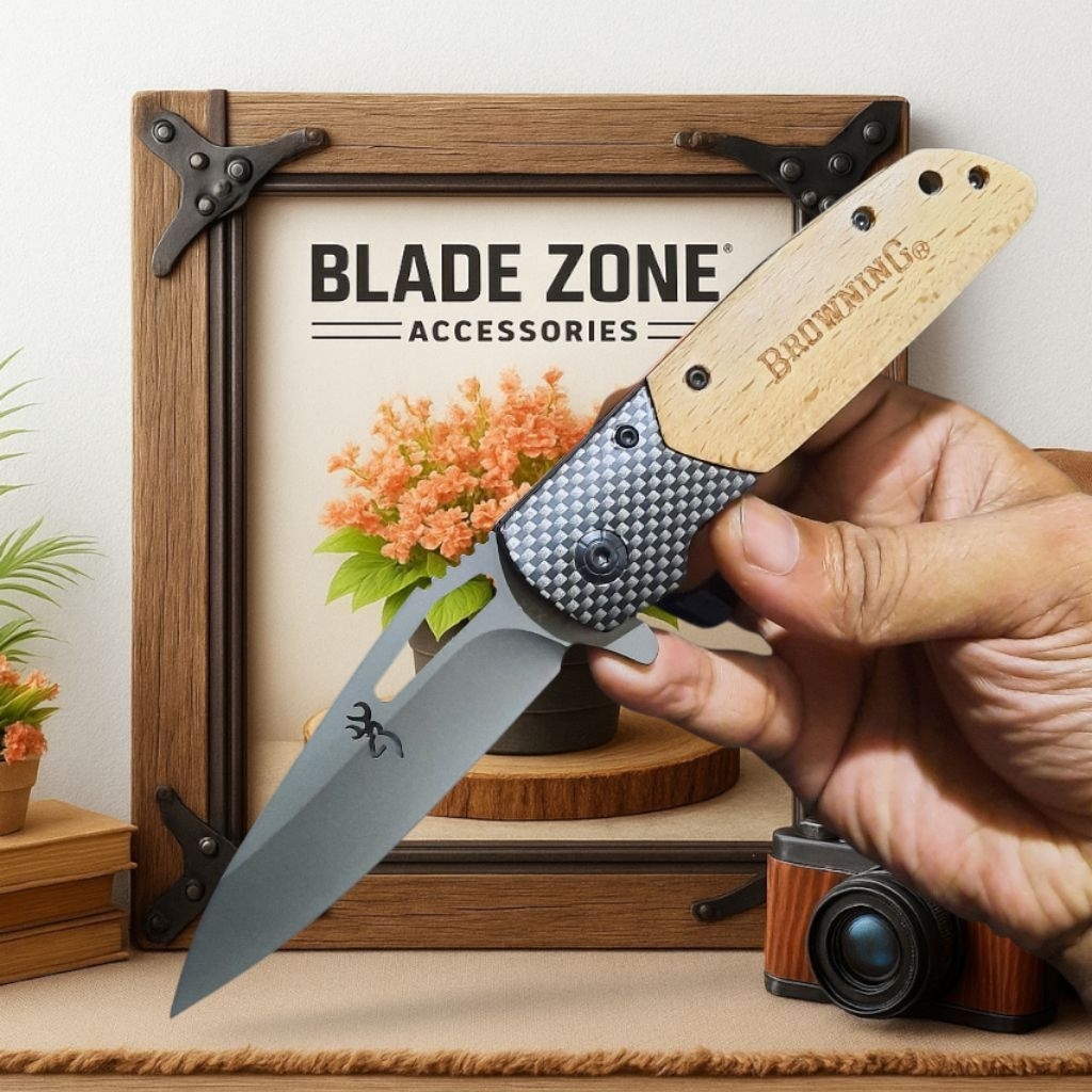 Pisau Survival Lipat Outdoor Browning Titanium X28 / Pisau Tactical / Survival Kit