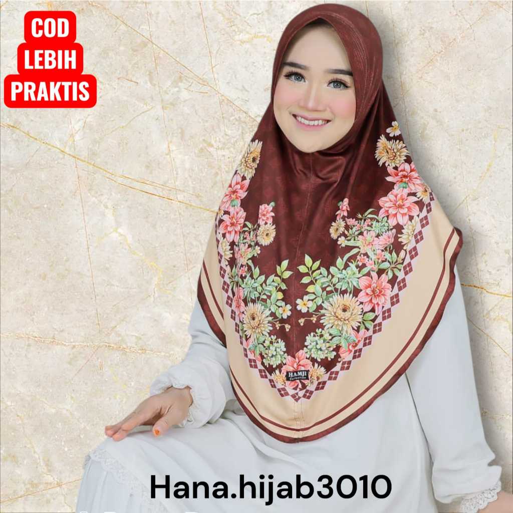Hijab motif bunga sublim printing instan PET Hana.hijab3010