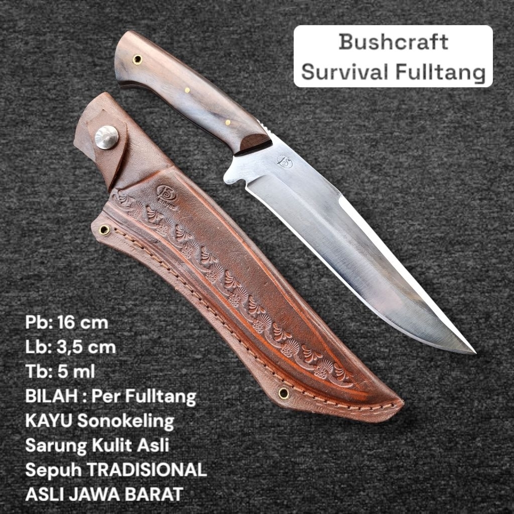 Pisau Bushcraft Survival Fulltang Multifungsi - Skinner Outdoor
