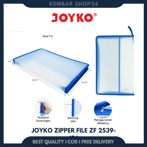 Joyko Zipper File Map Plastik Resleting  ZF-2539-1 F4 Jala / Map Dokumen