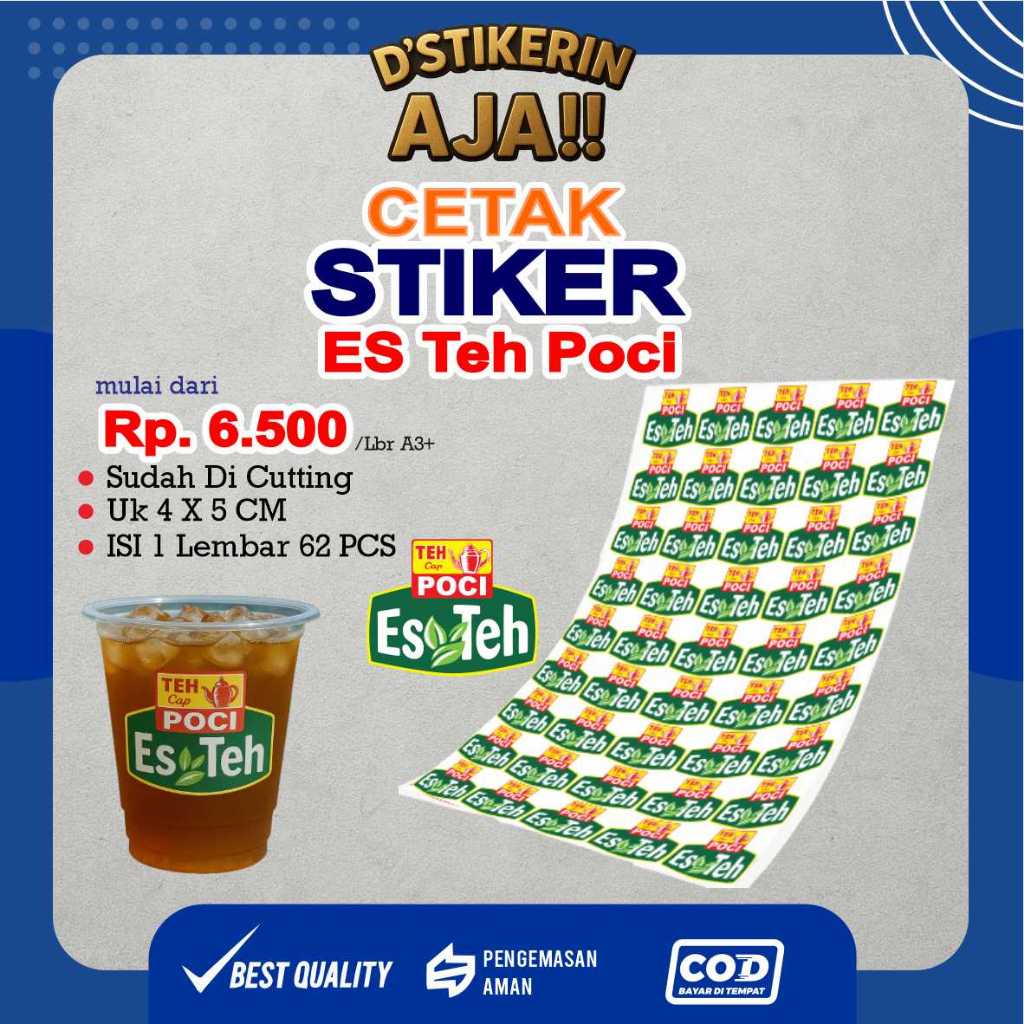CETAK STIKER ES TEH POCI/ STIKER CUP ES VIRAL / STIKER LABEL MINUMAN CUP