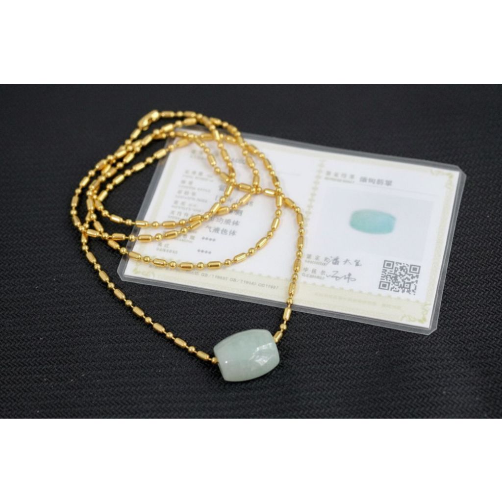 Kalung Giok Burma Asli Sertifikat - Korean Style Kalung Titanium Lapis Emas Wanita