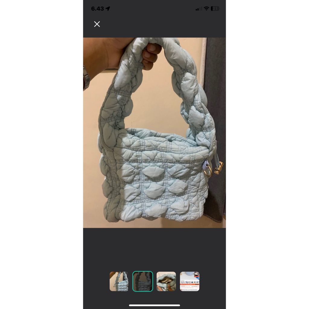 puffy bag soft blue pl