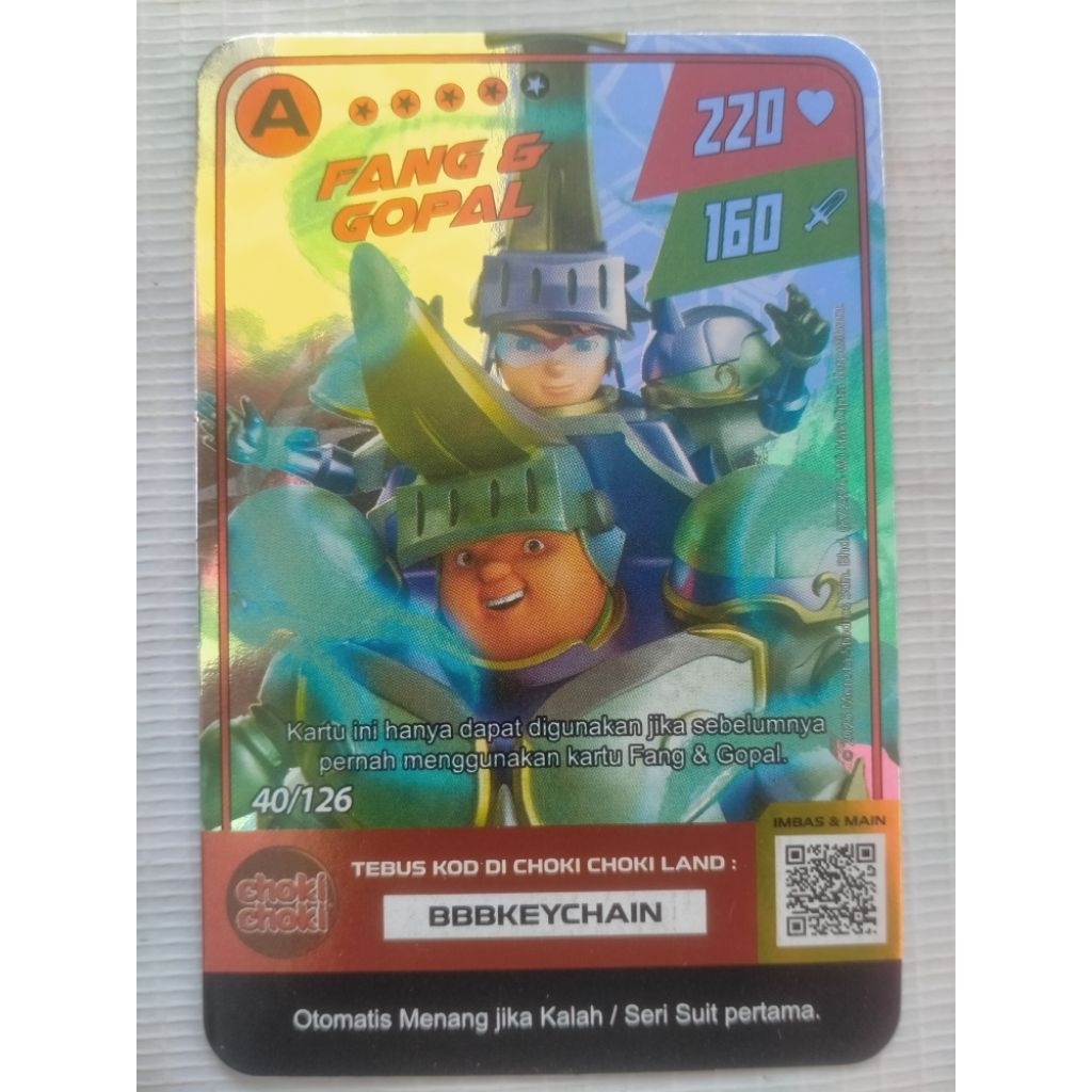 Kartu Choki-choki Boboiboy Fang & Gopal A 40