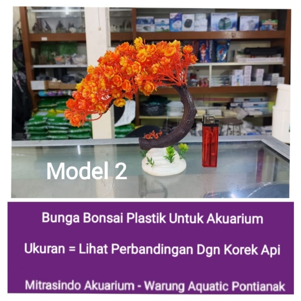 Hiasan Pohon Bunga Bonsai Plastik Akuarium