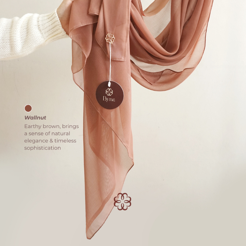 BYNA SCARVES - HIJAB PARIS WARNA WALLNUT COKLAT HIJAB PARIS JAPAN PREMIUM PARIS JEPANG PARIS TEGAK D