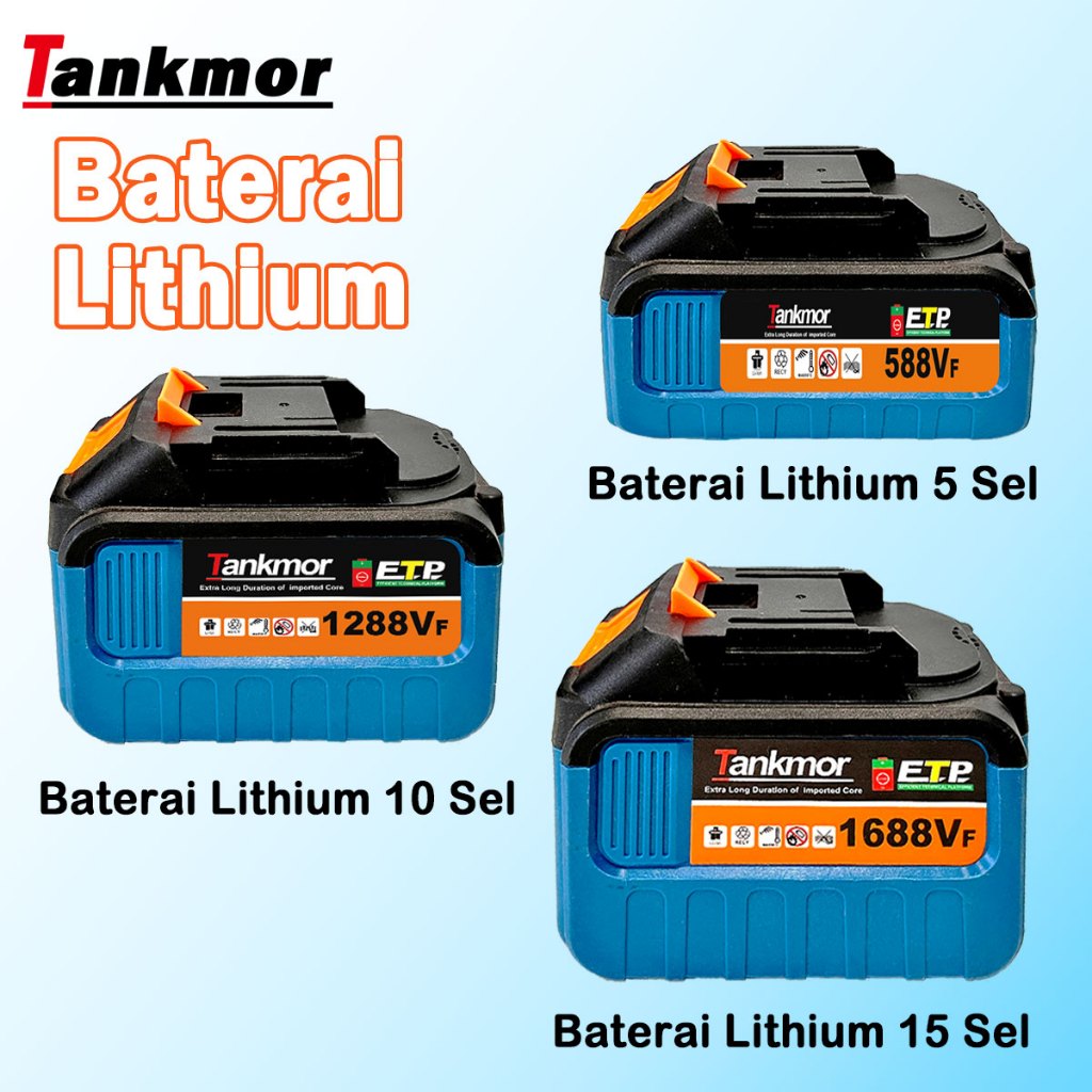 Tankmor Baterai Lithium Kapasitas Besar Kualitas Tinggi Battery Lithium 588/1288/1688VF