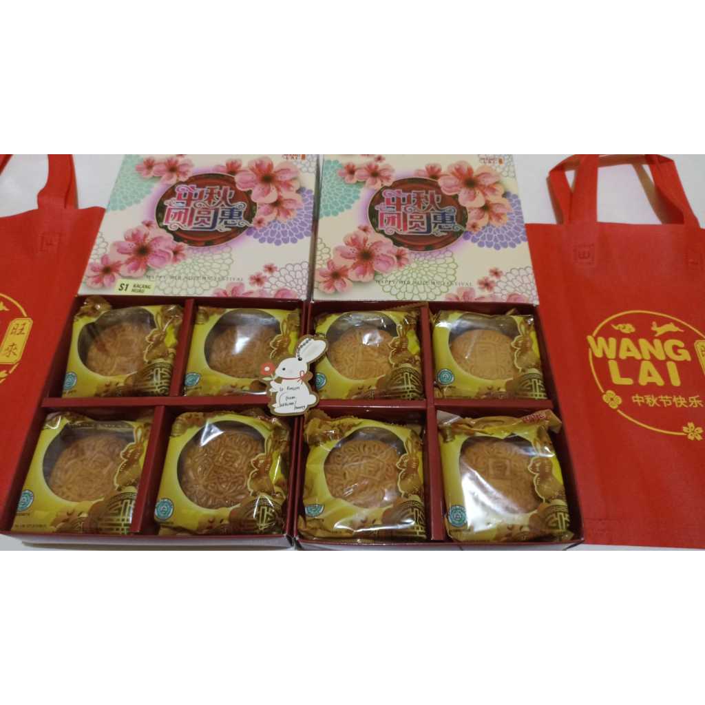 hampers kue bulan Wang lai isi 4 kue bulan mooncake ori dong QIU pia kue bulan medan telur kacang hi
